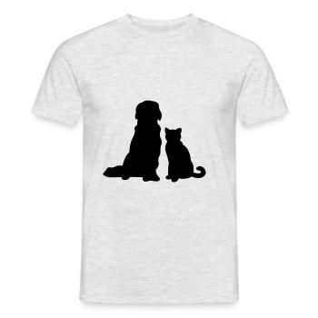 Cat with dog - Men's T-Shirt - heather grey - Front - AI Model Male 178 dark (178cm)