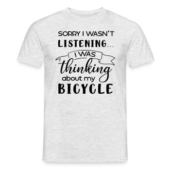 Penser au vélo Funny Saying Cycling Hobby - T-shirt homme - gris chiné - Devant - AI Model Male 178 dark (178cm)