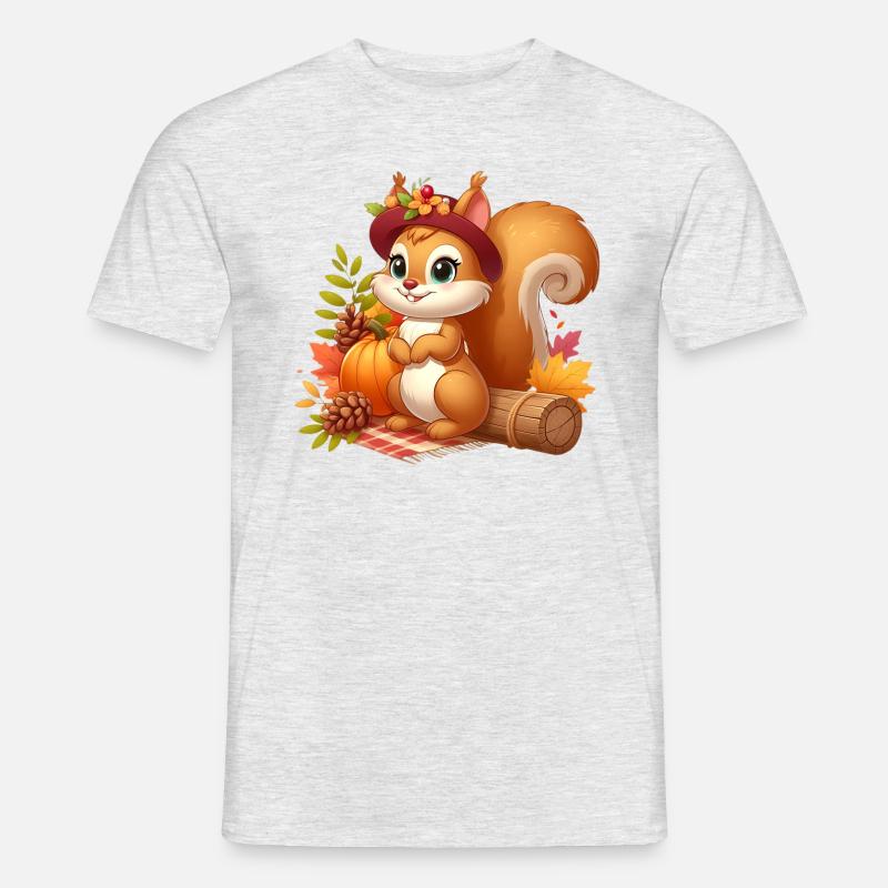Eichhörnchen Herbst - Männer T-Shirt - Grau meliert