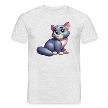 chat 4 - T-shirt homme - gris chiné - Devant - AI Model Male 178 dark (178cm)