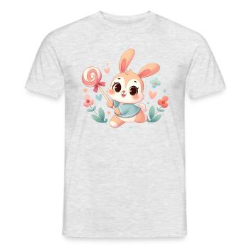 Rabbit 4 - Men's T-Shirt - heather grey - Front - AI Model Male 178 dark (178cm)