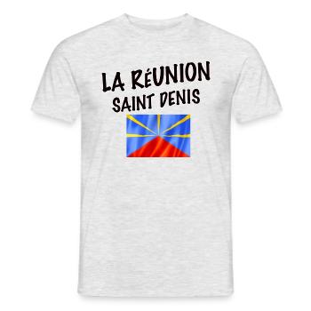 La Réunion Saint Denis Drapeau Fierté - T-shirt homme - gris chiné - Devant - AI Model Male 178 dark (178cm)