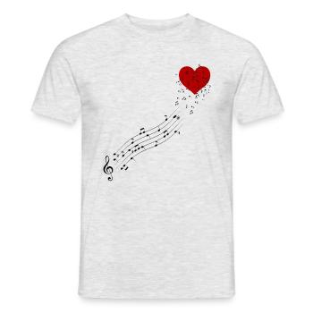 musical notes heart lover music score - Men's T-Shirt - heather grey - Front - AI Model Male 178 dark (178cm)