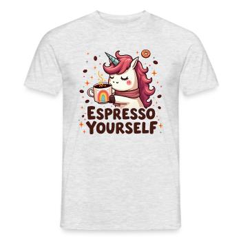 Espresso Yourself Einhorn-Design - Männer T-Shirt - Grau meliert - Vorne - AI Model Male 178 dark (178cm)