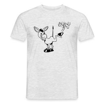 esel witzig treten tier muli lustig natur lustig a - Männer T-Shirt - Grau meliert - Vorne - AI Model Male 178 dark (178cm)