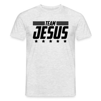 Équipe Jesus Church Love God | Couleur changeable - T-shirt homme - gris chiné - Devant - AI Model Male 178 dark (178cm)