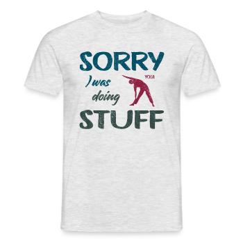 Sorry, I was doing Yoga stuff - Vintage - Men's T-Shirt - heather grey - Front - AI Model Male 178 dark (178cm)