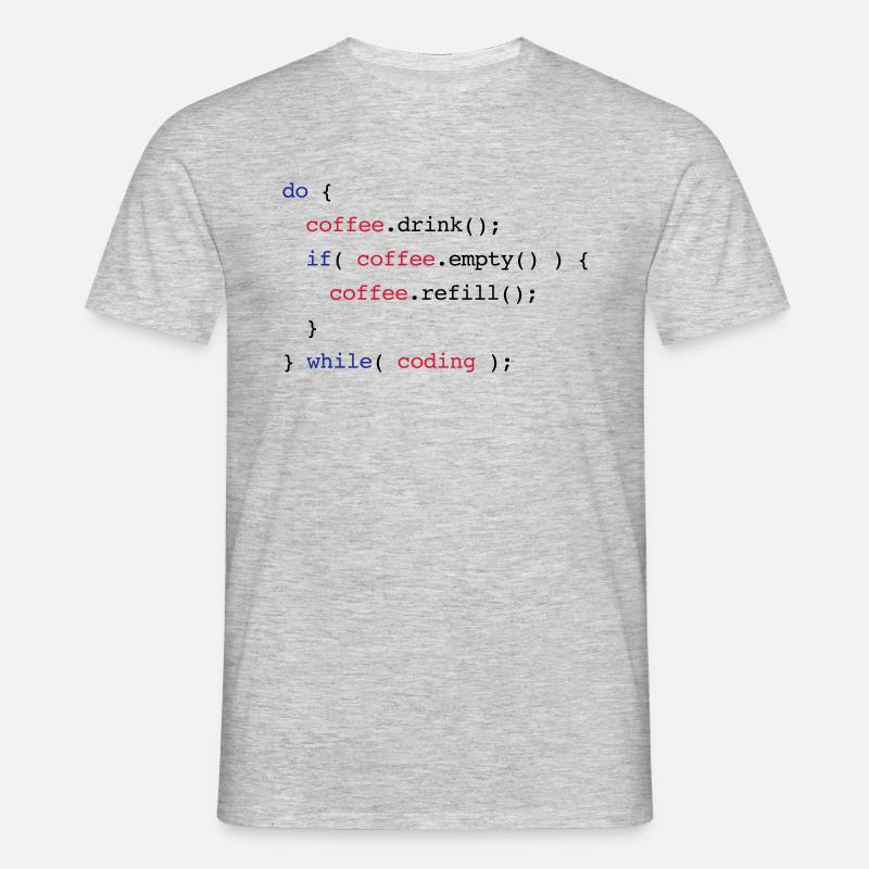 Code Coffee Refill Codierung - Männer T-Shirt - Grau meliert