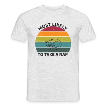 Most likely to take a nap - sleeping cat - Men's T-Shirt - heather grey - Front - AI Model Male 178 dark (178cm)