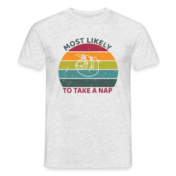 Most likely to take a nap - Faultier - Männer T-Shirt - Grau meliert - Vorne - AI Model Male 178 dark (178cm)