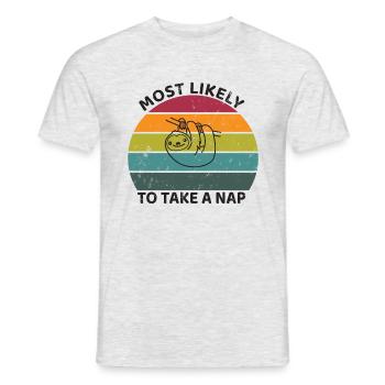 Most likely to take a nap - Faultier - Männer T-Shirt - Grau meliert - Vorne - AI Model Male 178 dark (178cm)