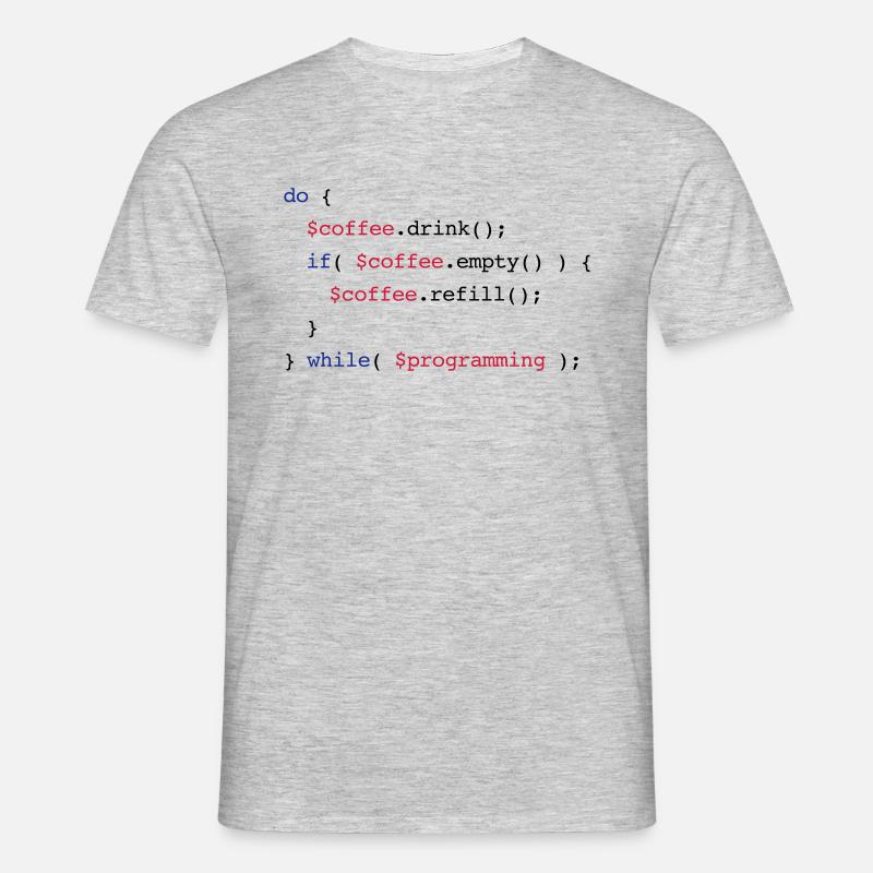Code Coffee Refill Programming v2 - Männer T-Shirt - Grau meliert