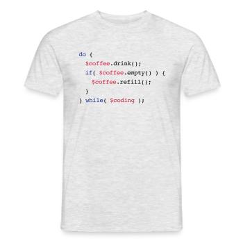 Code Coffee Refill Coding v2 - Männer T-Shirt - Grau meliert - Vorne - AI Model Male 178 dark (178cm)