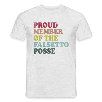 Proud Member of the Falsetto Posse - retro dunkel - Männer T-Shirt - Grau meliert - Vorne - AI Model Male 178 dark (178cm)