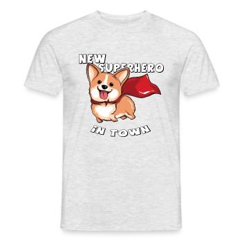 Nouveau super-héros en ville - super-héros dans la ville - T-shirt homme - gris chiné - Devant - AI Model Male 178 dark (178cm)