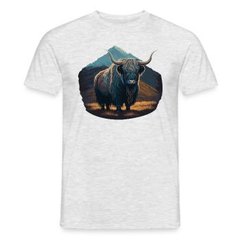 Fourrure de yak - T-shirt homme - gris chiné - Devant - AI Model Male 178 dark (178cm)