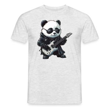 Heavy Metal Panda Rocker with Guitar - Men's T-Shirt - heather grey - Front - AI Model Male 178 dark (178cm)