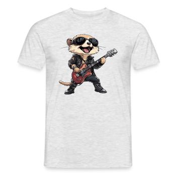 Heavy Metal Meerkat Rocker with Guitar - Men's T-Shirt - heather grey - Front - AI Model Male 178 dark (178cm)
