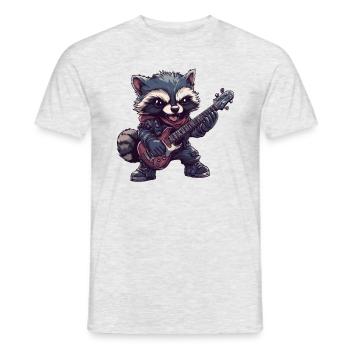 Heavy Metal Raccoon Rocker with Guitar - Men's T-Shirt - heather grey - Front - AI Model Male 178 dark (178cm)