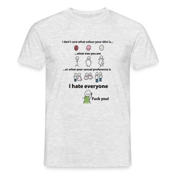 I Hate Everyone t-shirt - Men's T-Shirt - heather grey - Front - AI Model Male 178 dark (178cm)