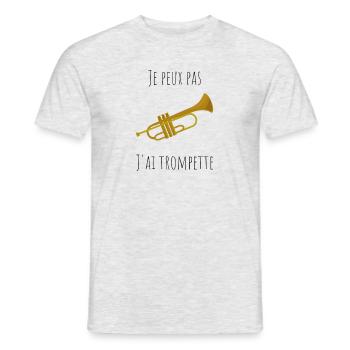 t-shirt trompette je peux pas j'ai trompette - T-shirt homme - gris chiné - Devant - AI Model Male 178 dark (178cm)