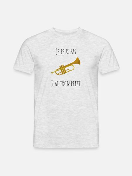 t-shirt trompette je peux pas j'ai trompette - T-shirt homme - gris chiné