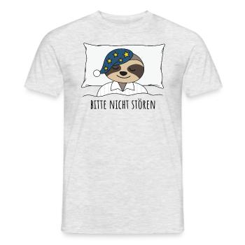 Faultier coole lustige Sprüche Bitte nicht stören - Männer T-Shirt - Grau meliert - Vorne - AI Model Male 178 dark (178cm)