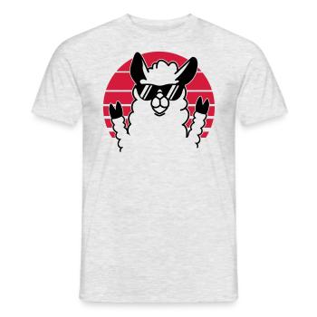 Lama cool lunettes de soleil - Alpaca – Lama drôle - T-shirt homme - gris chiné - Devant - AI Model Male 178 dark (178cm)