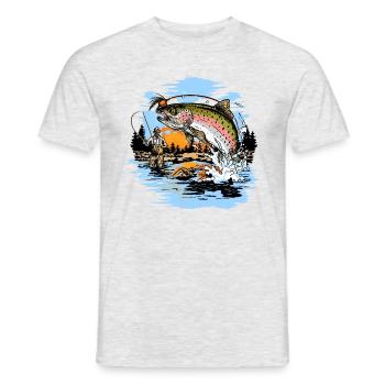 Rainbow Trout Fly Fishing print - Men's T-Shirt - heather grey - Front - AI Model Male 178 dark (178cm)