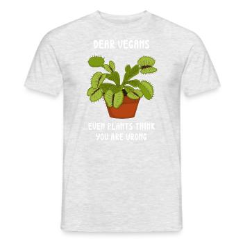 Liebe Veganer Pflanzen denken, Sie sind falsch lustig - Männer T-Shirt - Grau meliert - Vorne - AI Model Male 178 dark (178cm)