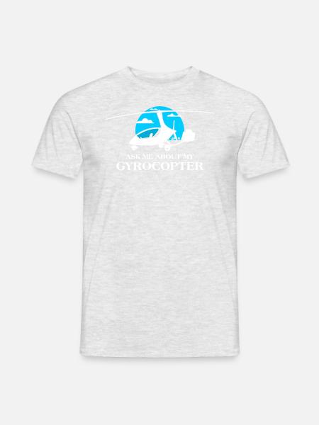 Demandez-moi à propos de mon pilote amateur d’aviation Gyrocopter - T-shirt homme - gris chiné