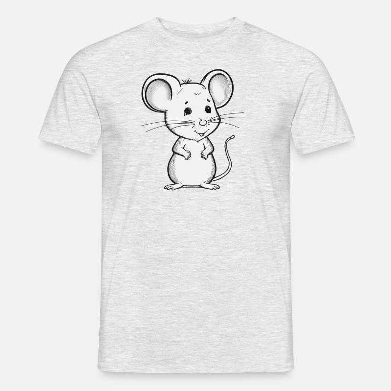Tiny Mouse - Cute and Curious - Männer T-Shirt - Grau meliert