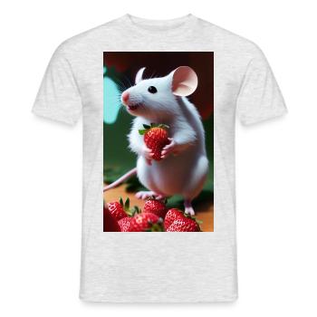 The mouse collecting strawberries - Men's T-Shirt - heather grey - Front - AI Model Male 178 dark (178cm)