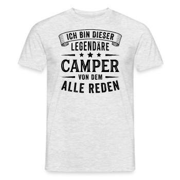Camper Legende Wohnwagen Camping Lustig Spruch - Männer T-Shirt - Grau meliert - Vorne - AI Model Male 178 dark (178cm)