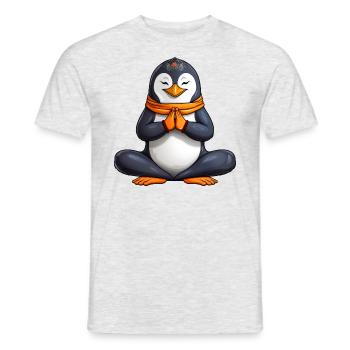 Pingouin yogi - T-shirt homme - gris chiné - Devant - AI Model Male 178 dark (178cm)