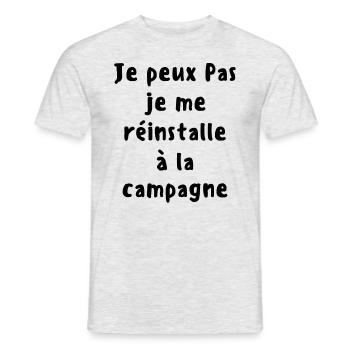 Je peux pas je me réinstalle à la campagne - T-shirt homme - gris chiné - Devant - AI Model Male 178 dark (178cm)