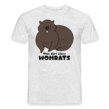 Girl Likes Cute Wombats Rodent Australian Wombats - Men's T-Shirt - heather grey - Front - AI Model Male 178 dark (178cm)