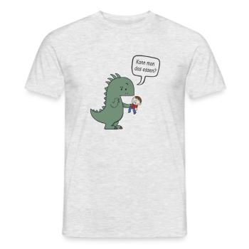 Kann man das essen? - Dino - Männer T-Shirt - Grau meliert - Vorne - AI Model Male 178 dark (178cm)