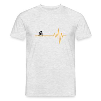 Bikepacking heartbeat - Men's T-Shirt - heather grey - Front - AI Model Male 178 dark (178cm)