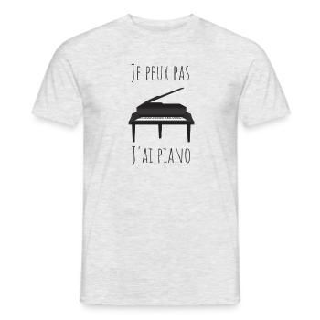 Je peux pas j ai piano - T-shirt homme - gris chiné - Devant - AI Model Male 178 dark (178cm)