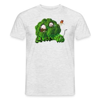 Funny Caterpillar with Cabbage House Window Door Tree - Men's T-Shirt - heather grey - Front - AI Model Male 178 dark (178cm)