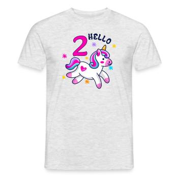Hello Two Unicorn, second birthday - Men's T-Shirt - heather grey - Front - AI Model Male 178 dark (178cm)