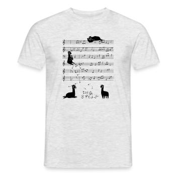 Cadeau d'instrument de notes de musique de lama d'alpaga - T-shirt homme - gris chiné - Devant - AI Model Male 178 dark (178cm)