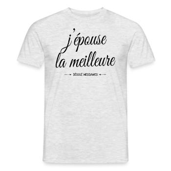 J'épouse La Meilleure Humour Futur Homme marié - T-shirt homme - gris chiné - Devant - AI Model Male 178 dark (178cm)