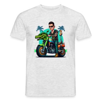 Biker, Crocodile Motorcycle, Florida, Summer, Sun - Men's T-Shirt - heather grey - Front - AI Model Male 178 dark (178cm)