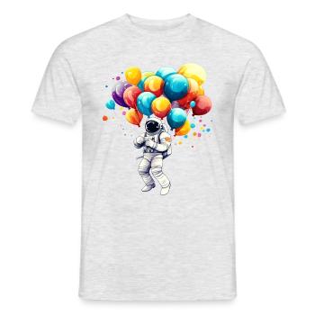 Astronaut with balloons, outer space, illustration, - Men's T-Shirt - heather grey - Front - AI Model Male 178 dark (178cm)