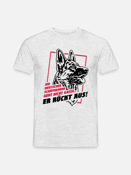 633 Ein Schäferhund geht nicht Gassi, er rückt aus - Männer T-Shirt - Grau meliert