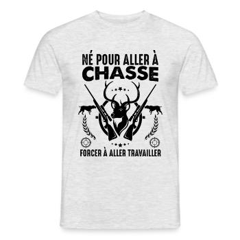La Chasse Dans La Peau Cadeau Chasseur - T-shirt homme - gris chiné - Devant - AI Model Male 178 dark (178cm)