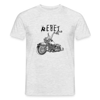 Cooles Motorrad T-Shirt Mit Der Aufschrift Rebel - Männer T-Shirt - Grau meliert - Vorne - AI Model Male 178 dark (178cm)