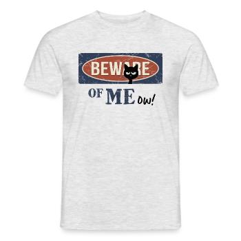 Beware Of Meow! Funny grumpy black cat - Men's T-Shirt - heather grey - Front - AI Model Male 178 dark (178cm)